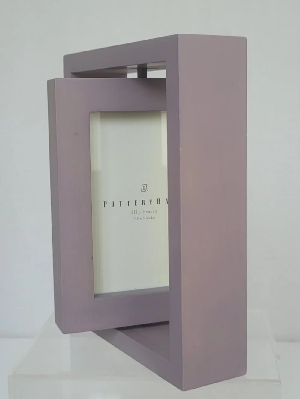 Pottery Barn Lavender Wood Flip Swivel Double Sided Picture Frame 3.5
